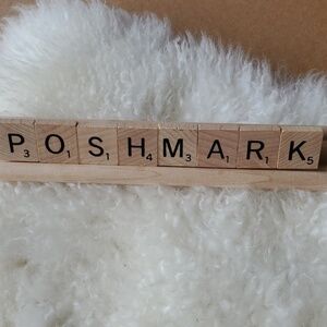 POSHMARK Scrabble sign glued onto tile holder.
